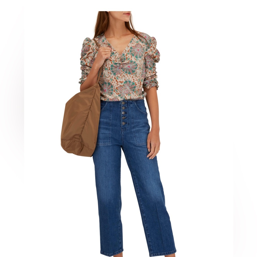Veronica Beard Henrietta top- caramel multi